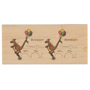 Australian humor kangaroo cartoon illustration wood flash drive