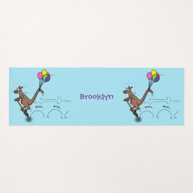 Australian humor kangaroo cartoon illustration yoga mat (Front (Horizontal))