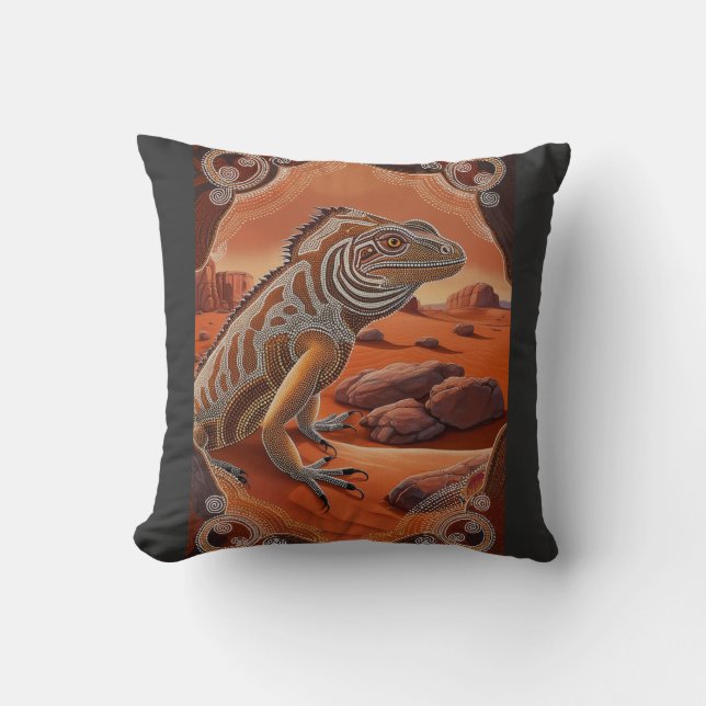 Australian Iguana Lizard Wildlife Scene Throw Pillow (Front)