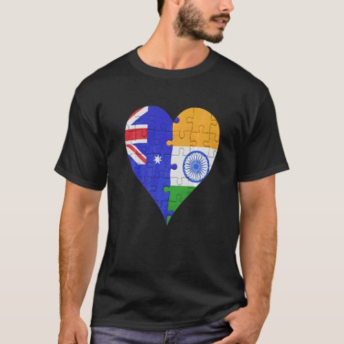Australian Indian Flag Heart T_Shirt