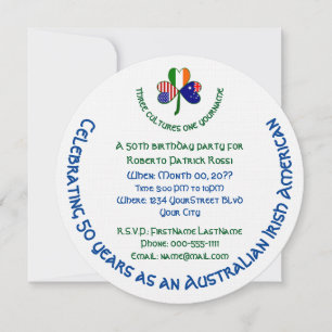 Australian Irish American Flag Shamrock Personal Invitation