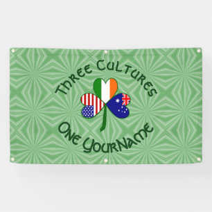 Australian Irish American Shamrock Personalized Banner