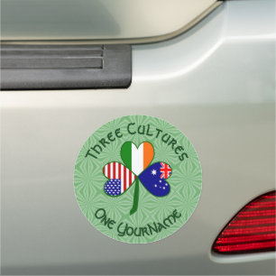 Australian Irish American Shamrock Personalized Car Magnet