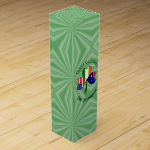 Australian Irish American Shamrock Personalized  Wine Box