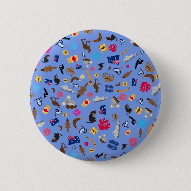 Australian items, what is Austalia famous for Pinback Button (Front)