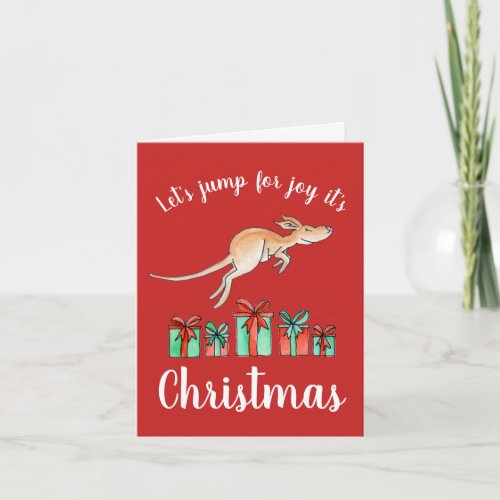 Australian jump for joy kangaroo Christmas card