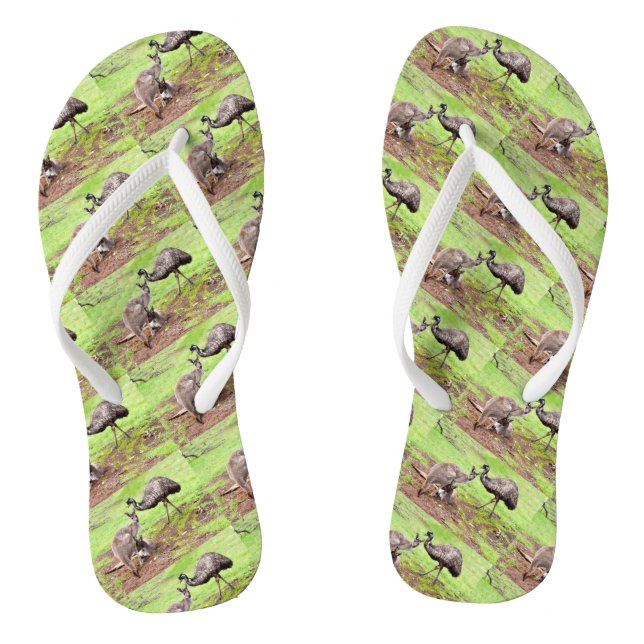 Australian Kangaroo And Emu, Thongs Flip Flops (Footbed)