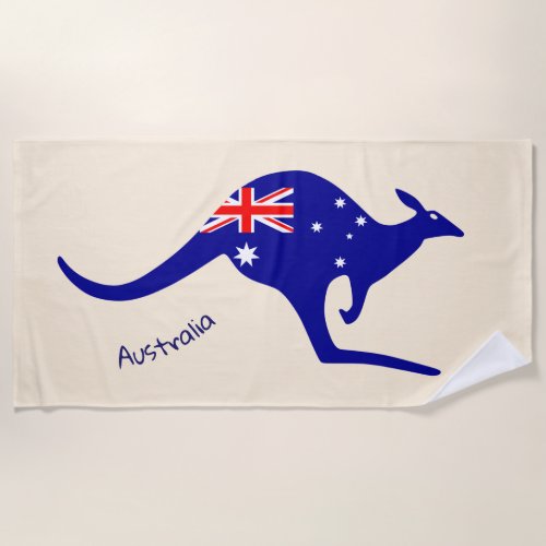 AUSTRALIAN KANGAROO  _ AUSTRALIAN FLAG BEACH TOWEL
