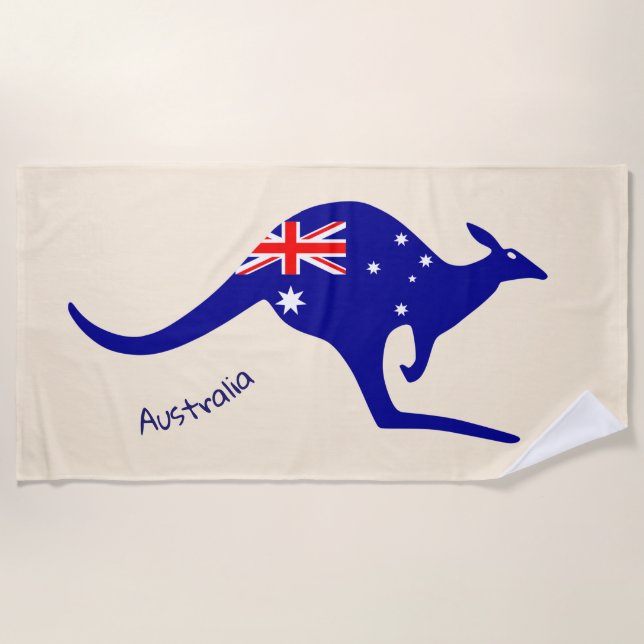 AUSTRALIAN KANGAROO  - AUSTRALIAN FLAG BEACH TOWEL (Front)