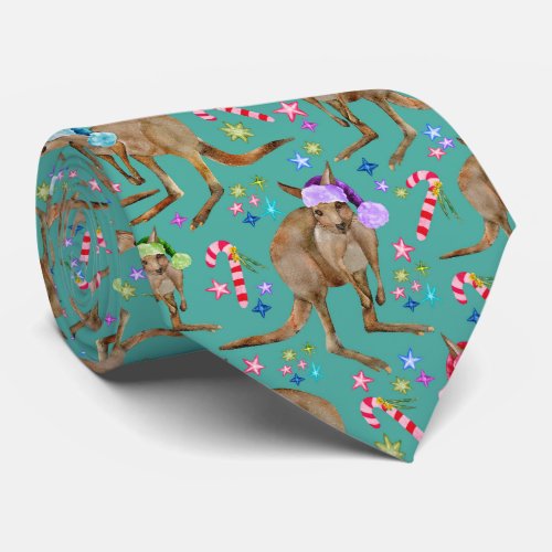 Australian Kangaroo Christmas  Neck Tie