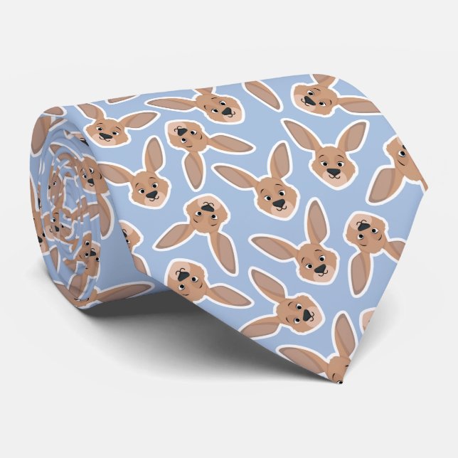 Australian Kangaroo Head Seamless Pattern Neck Tie (Rolled)