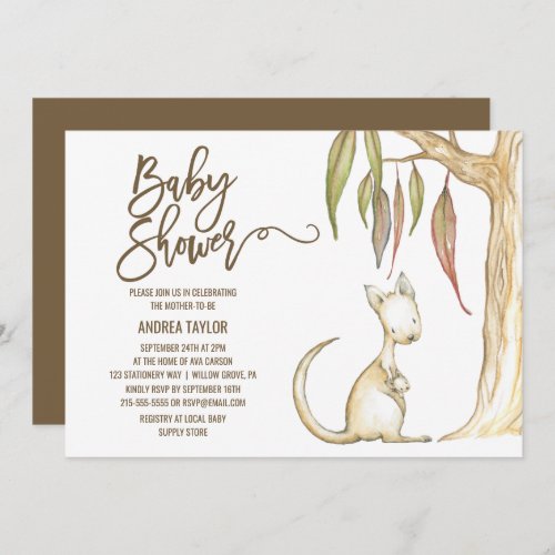 Australian Kangaroo  Joey Neutral Baby Shower Invitation