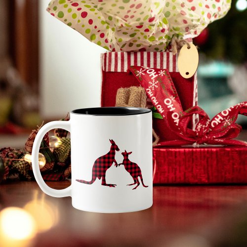 Australian Kangaroo Mother  Baby Christmas Two_Tone Coffee Mug