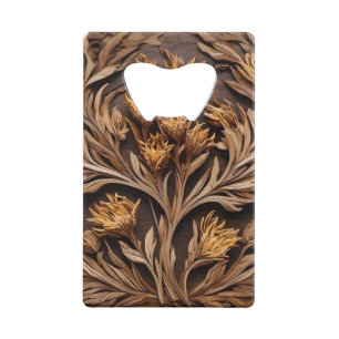 Australian Kangaroo Paw Flower Carving, Credit Card Bottle Opener