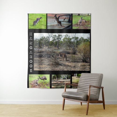 Australian Kangaroo Picture Collarge Tapestry