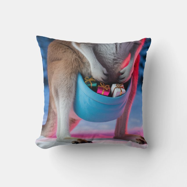 Australian Kangaroo Pouch Christmas Holiday Gifts Throw Pillow (Front)
