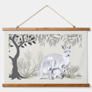 Australian Kangaroo with her baby Joey Hanging Tapestry