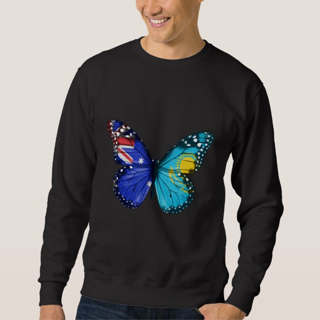 Australian Kazakhstani Flag Butterfly Sweatshirt (Front)