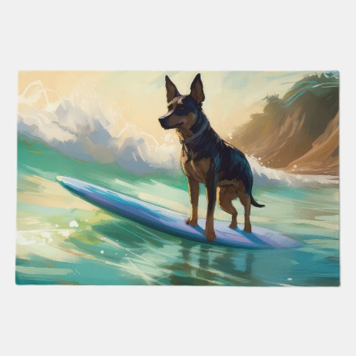 Australian Kelpie Beach Surfing Painting Doormat