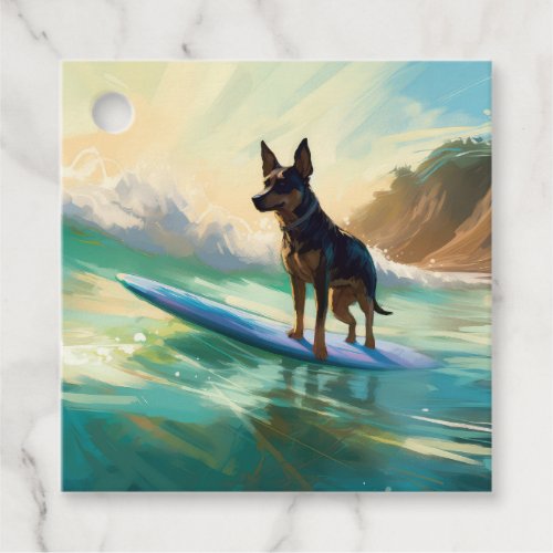 Australian Kelpie Beach Surfing Painting Favor Tags
