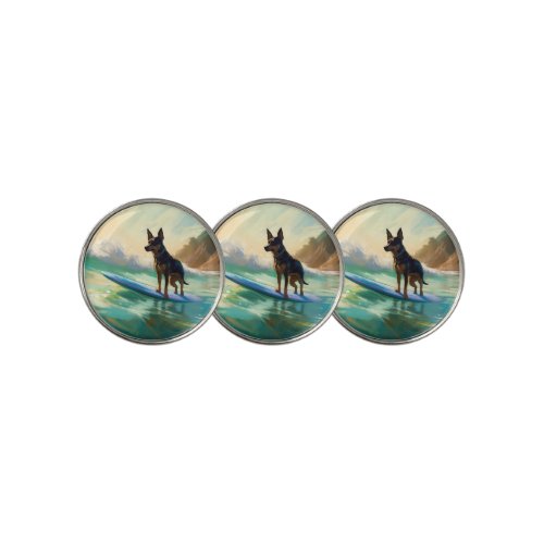 Australian Kelpie Beach Surfing Painting Golf Ball Marker