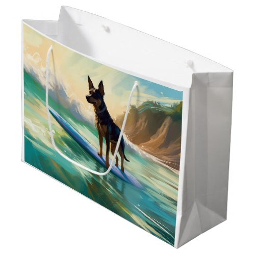 Australian Kelpie Beach Surfing Painting Large Gift Bag