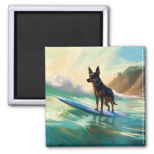 Australian Kelpie Beach Surfing Painting Magnet