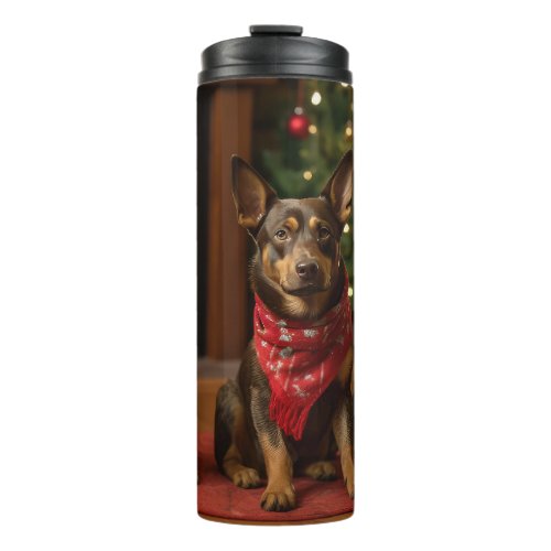 Australian Kelpie by the Fireplace Christmas Thermal Tumbler