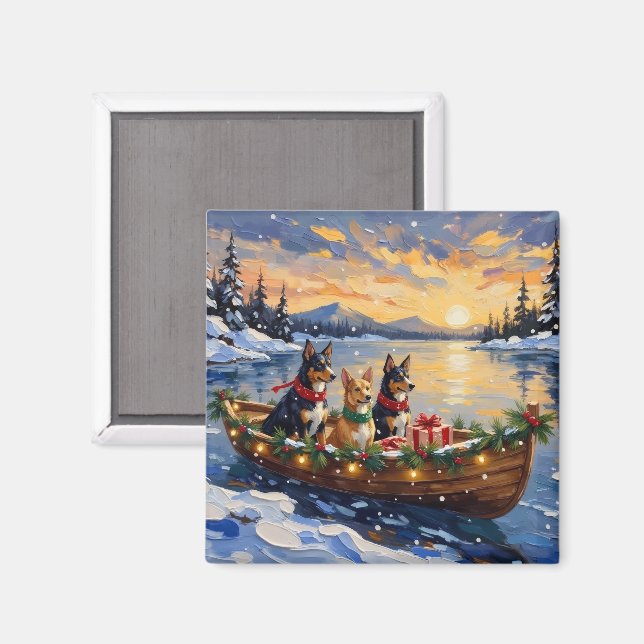 Australian Kelpie Christmas Boat Holiday Magnet (Front/Back)