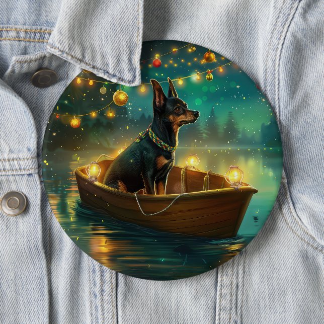 Australian Kelpie Christmas Festive Voyage Button (In Situ)
