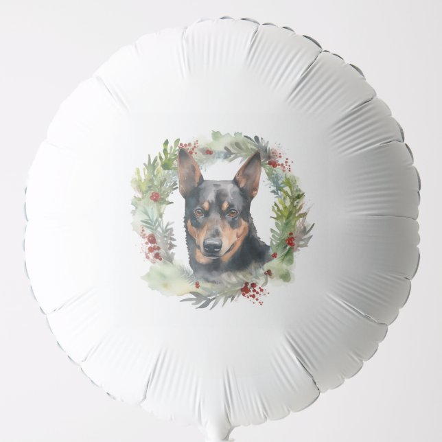 Australian Kelpie Christmas Wreath Festive Pup  Balloon (Front)
