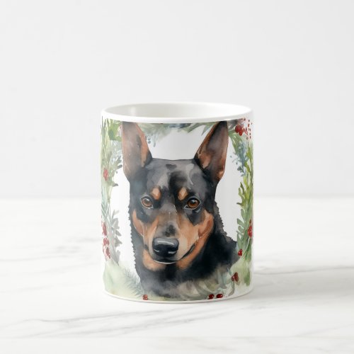 Australian Kelpie Christmas Wreath Festive Pup  Coffee Mug