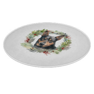 Australian Kelpie Christmas Wreath Festive Pup  Cutting Board