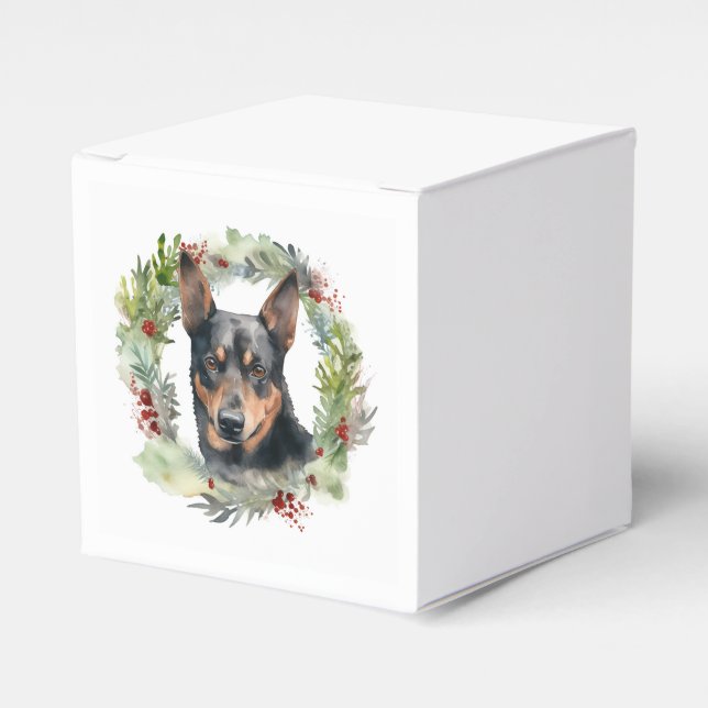 Australian Kelpie Christmas Wreath Festive Pup  Favor Boxes (Front Side)