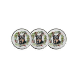 Australian Kelpie Christmas Wreath Festive Pup Golf Ball Marker
