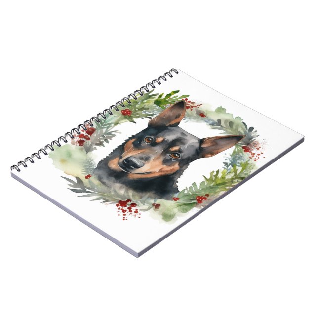 Australian Kelpie Christmas Wreath Festive Pup  Notebook (Left Side)