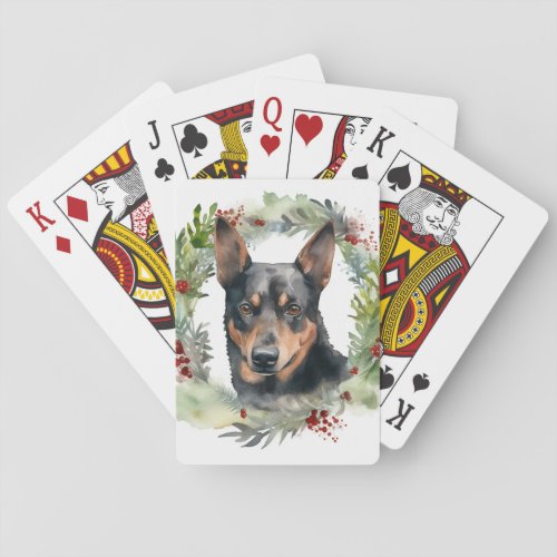 Australian Kelpie Christmas Wreath Festive Pup  Poker Cards