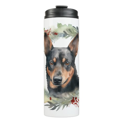 Australian Kelpie Christmas Wreath Festive Pup  Thermal Tumbler