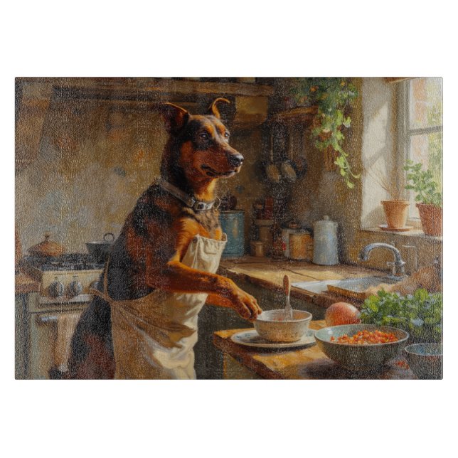 Australian Kelpie Cooking in Kitchen Cutting Board (Front)