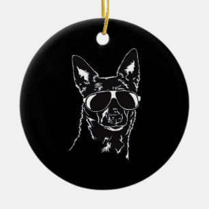 Australian Kelpie cool dog sunglasses Classic T-Sh Ceramic Ornament