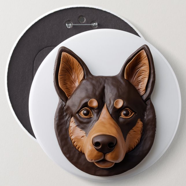 Australian Kelpie Dog 3D Inspired Button (Front & Back)