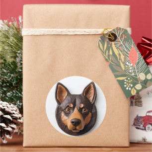 Australian Kelpie Dog 3D Inspired Classic Round Sticker
