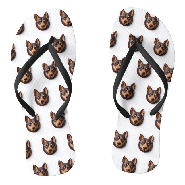 Australian Kelpie Dog 3D Inspired Flip Flops (Footbed)