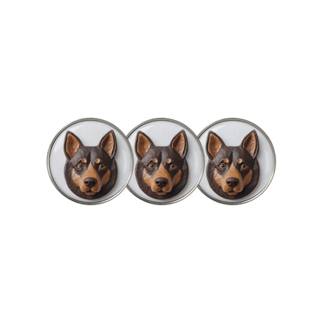 Australian Kelpie Dog 3D Inspired Golf Ball Marker (3 Up)
