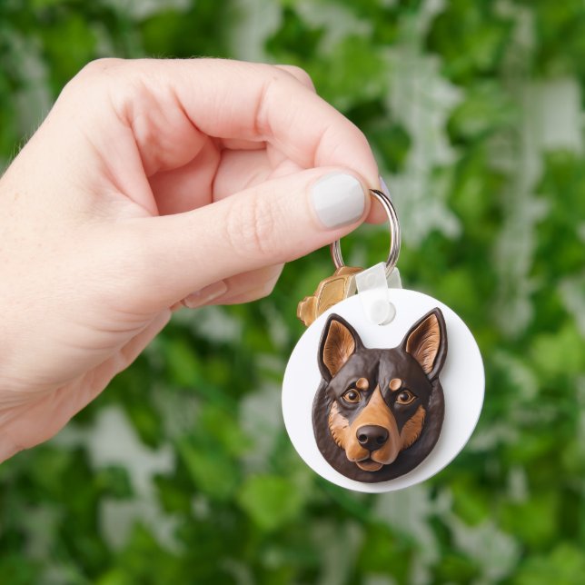 Australian Kelpie Dog 3D Inspired Keychain (Hand)
