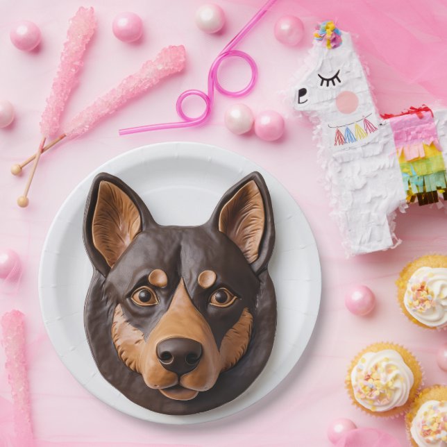 Australian Kelpie Dog 3D Inspired Paper Plates (Party)