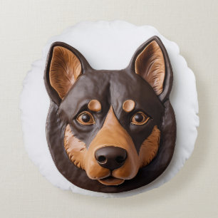 Australian Kelpie Dog 3D Inspired Round Pillow