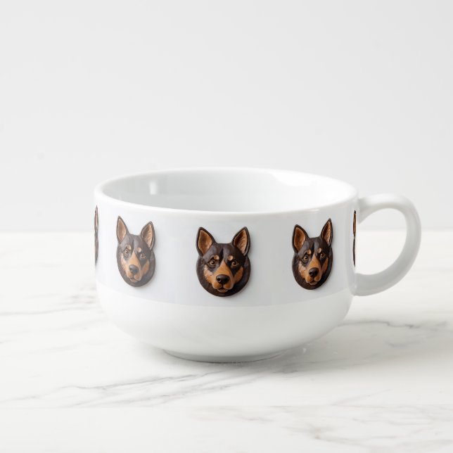 Australian Kelpie Dog 3D Inspired Soup Mug (Left)