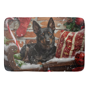 Australian Kelpie Dog Christmas Festive Bath Mat