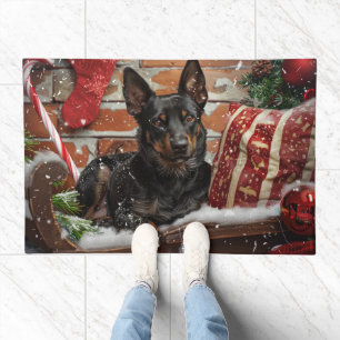 Australian Kelpie Dog Christmas Festive Doormat